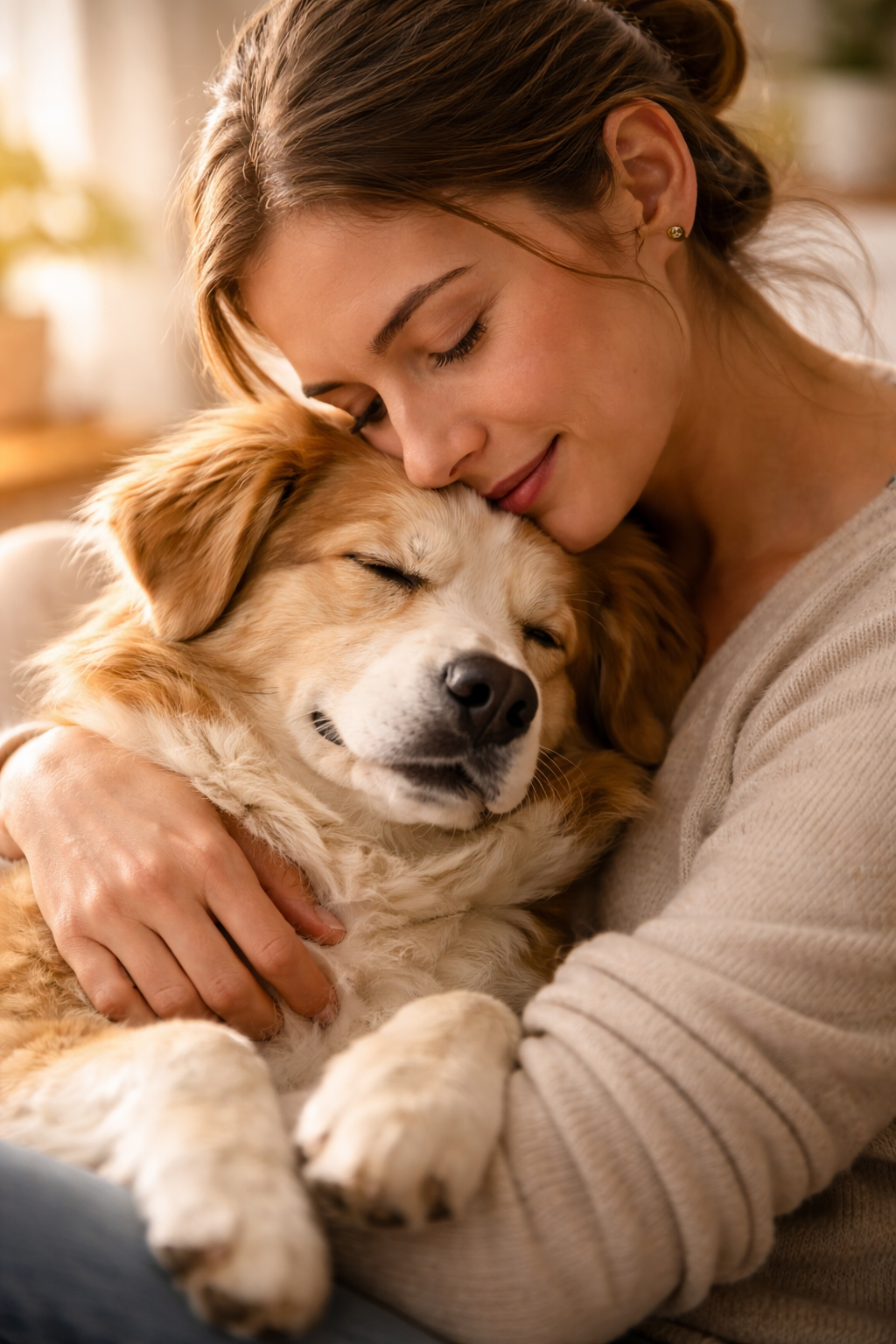 Warm embrace between a pet parent and their loyal dog — the love pet insurance protects